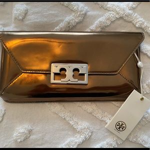 Tory Burch bronze clutch